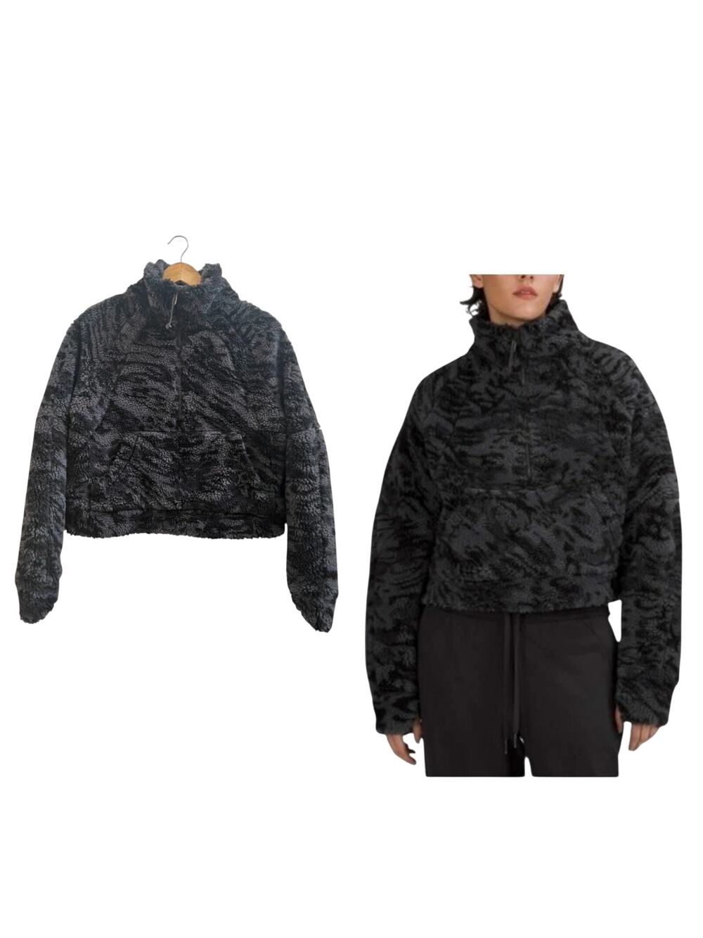 Lululemon Funnel Neck Oversized Fleece Jacket Size XS/S Jaquard W3GDYS